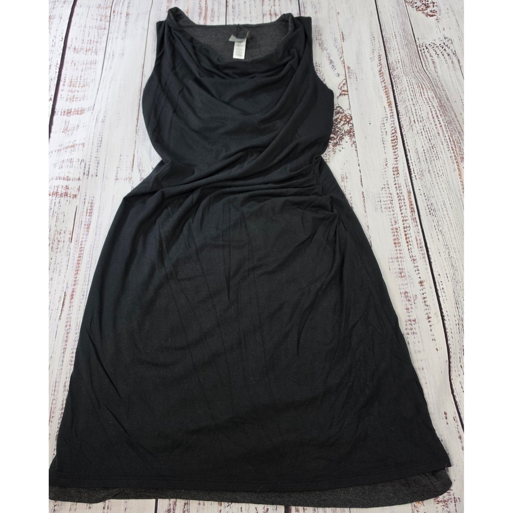 Athleta Reversible Dress Women XXS Gray Black Excellent Cowl‎ Neck Ruched